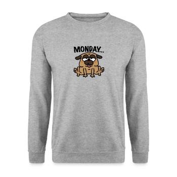 montags mops - Unisex Pullover - Weißgrau meliert - Vorne - Alina (178cm) & Michal (187cm)