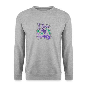 I Love My Family Sayings Reunion Relatives Sarcast - Unisex Pullover - Weißgrau meliert - Vorne - Alina (178cm) & Michal (187cm)