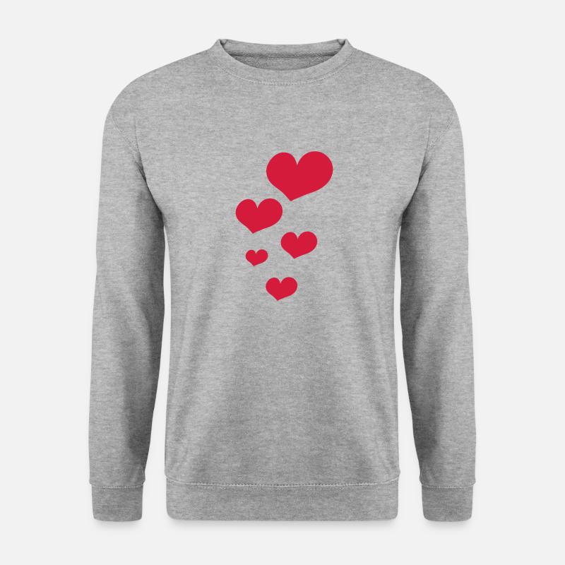herz - Unisex Pullover - Weißgrau meliert
