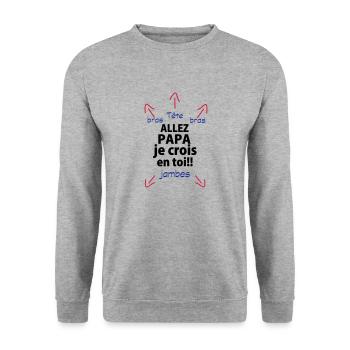 je crois en toi papa - Sweat-shirt Unisexe - gris chiné - Devant - Alina (178cm) & Michal (187cm)