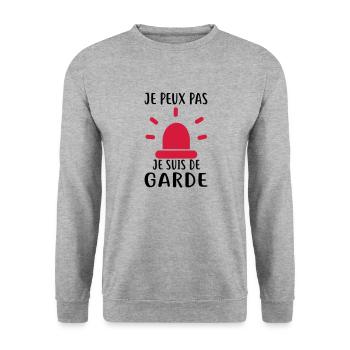 JE SUIS DE GARDE - Sweat-shirt Unisexe - gris chiné - Devant - Alina (178cm) & Michal (187cm)
