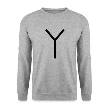 Neue Homöopathie - Heilzeichen Ypsilon - Unisex Pullover - Weißgrau meliert - Vorne - Alina (178cm) & Michal (187cm)
