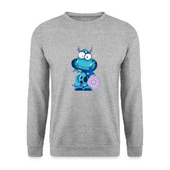 Lolli Olli Monsta sig blue - Unisex Pullover - Weißgrau meliert - Vorne - Alina (178cm) & Michal (187cm)