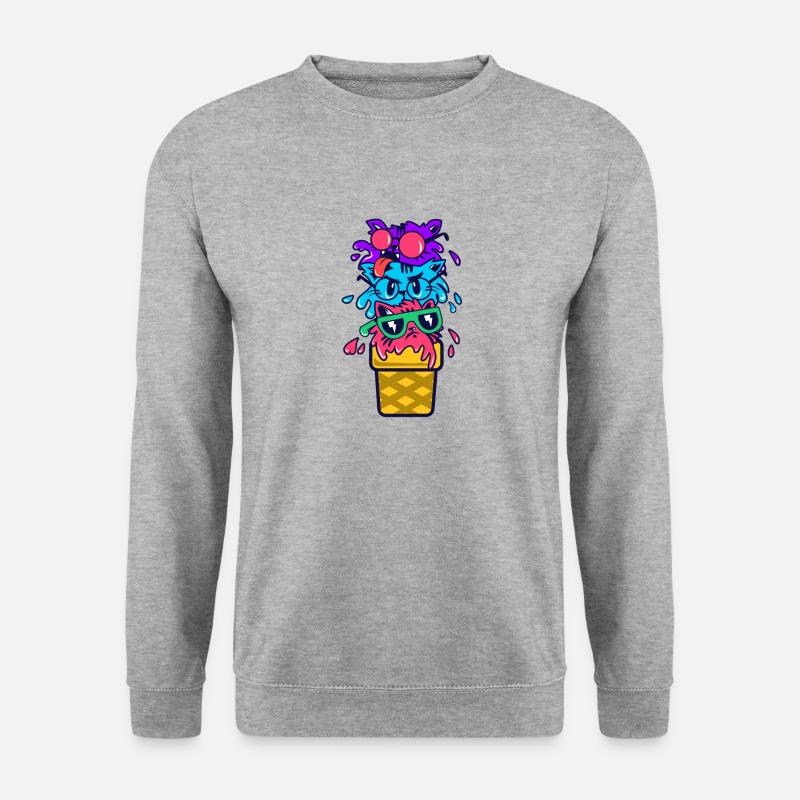 Katzen Eiscreme Geschenk - Unisex Pullover - Weißgrau meliert