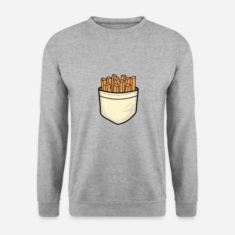 Brusttaschen Pommes - Unisex Pullover - Weißgrau meliert