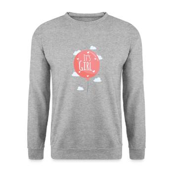 idée de cadeau naissance bébé enfant né naissance - Sweat-shirt Unisexe - gris chiné - Devant - Alina (178cm) & Michal (187cm)