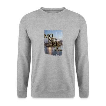 Cityscape of Montreal Harbor Night - Unisex Sweatshirt - salt & pepper - Front - Alina (178cm) & Michal (187cm)