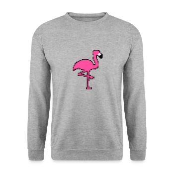 Pixel Flamingo - Unisex Pullover - Weißgrau meliert - Vorne - Alina (178cm) & Michal (187cm)