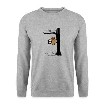 Owl sur l'arbre "be different, be you" - Sweat-shirt Unisexe - gris chiné - Devant - Alina (178cm) & Michal (187cm)