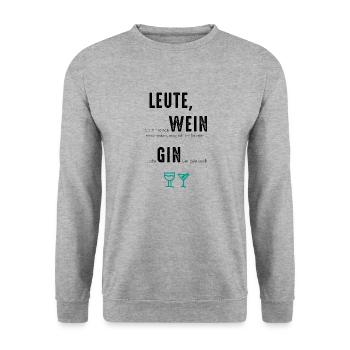 GIN geht auch - Unisex Pullover - Weißgrau meliert - Vorne - Alina (178cm) & Michal (187cm)