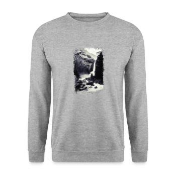 Wasserfall in der Wildnis - Unisex Pullover - Weißgrau meliert - Vorne - Alina (178cm) & Michal (187cm)