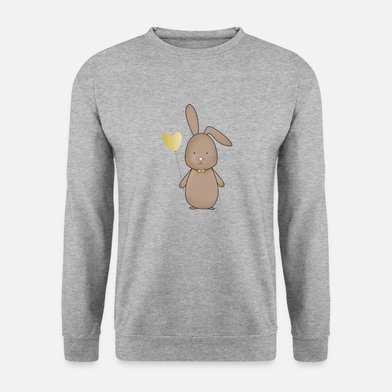 Hase mit Ballon - Unisex Pullover - Weißgrau meliert