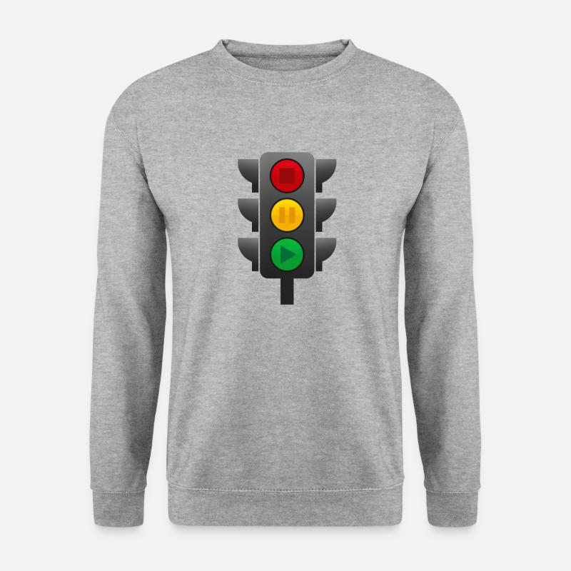 Ampel (Stop, Pause, Play) - Unisex Pullover - Weißgrau meliert