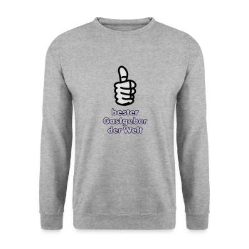 Vektorgrafik bester Gastgeber der Welt - Unisex Pullover - Weißgrau meliert - Vorne - Alina (178cm) & Michal (187cm)