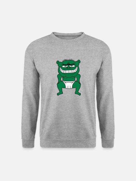 monster oger troll boese sumo ringer uebergewicht - Unisex Pullover - Weißgrau meliert