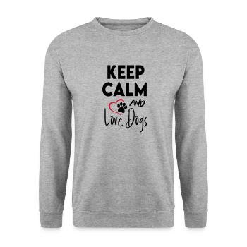 L’amour des chiens de Keep Calm Love Dogs - Sweat-shirt Unisexe - gris chiné - Devant - Alina (178cm) & Michal (187cm)