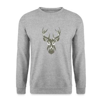Cool Stag Illustration - Unisex Sweatshirt - salt & pepper - Front - Alina (178cm) & Michal (187cm)