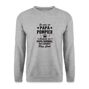 je suis un papa pompier / Papa pompier - Sweat-shirt Unisexe - gris chiné - Devant - Alina (178cm) & Michal (187cm)