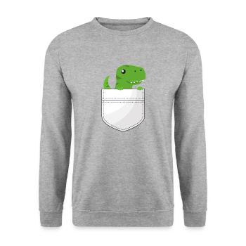 Pocket Dino - Unisex Sweatshirt - salt & pepper - Front - Alina (178cm) & Michal (187cm)