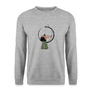 Kyūdō - Sweat-shirt Unisexe - gris chiné - Devant - Alina (178cm) & Michal (187cm)