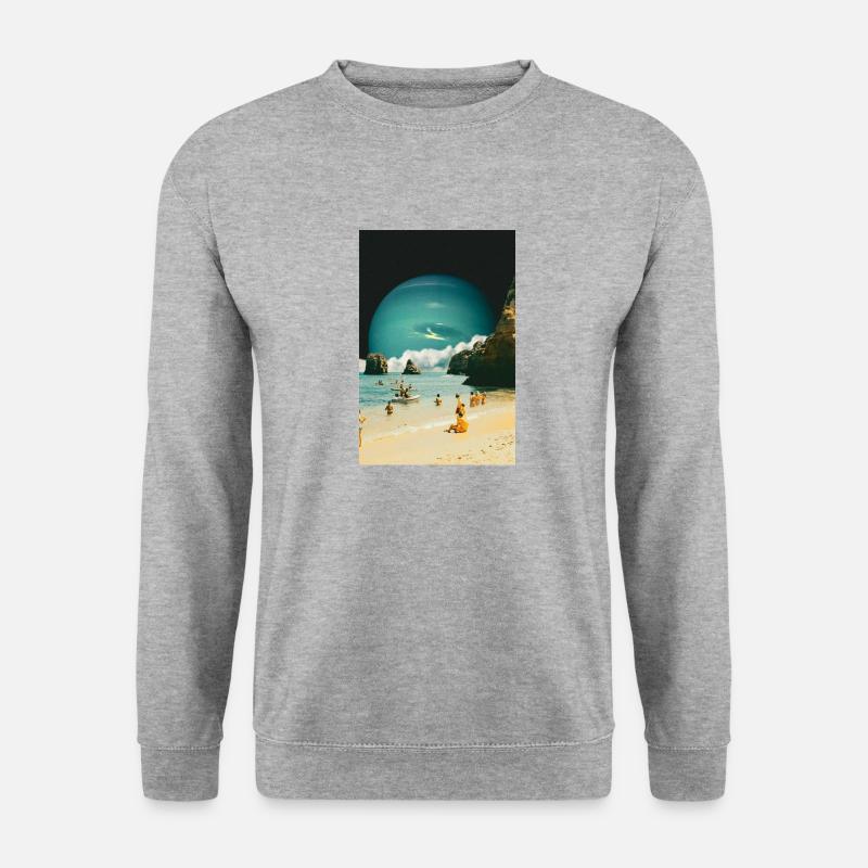 Weltraumstrand - Unisex Pullover - Weißgrau meliert