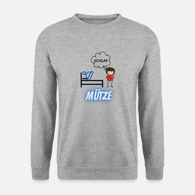 Schlafmütze (Wortspiel) Logo - Unisex Pullover - Weißgrau meliert