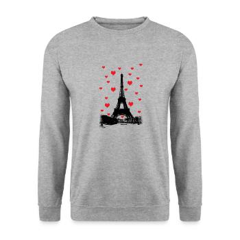 Paris - Sweat-shirt Unisexe - gris chiné - Devant - Alina (178cm) & Michal (187cm)