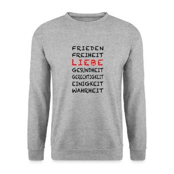 4 FREEDOM Deutsch - Unisex Pullover - Weißgrau meliert - Vorne - Alina (178cm) & Michal (187cm)