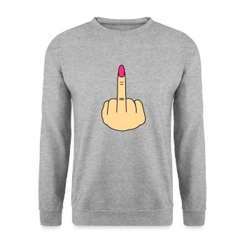 Femme du majeur - Sweat-shirt Unisexe - gris chiné - Devant - Alina (178cm) & Michal (187cm)