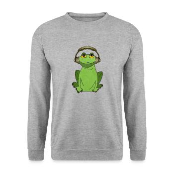 Frosch - Unisex Pullover - Weißgrau meliert - Vorne - Alina (178cm) & Michal (187cm)