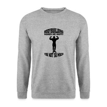 Bodybuilder Fitness Muscle Athlete Entraînement en force - Sweat-shirt Unisexe - gris chiné - Devant - Alina (178cm) & Michal (187cm)