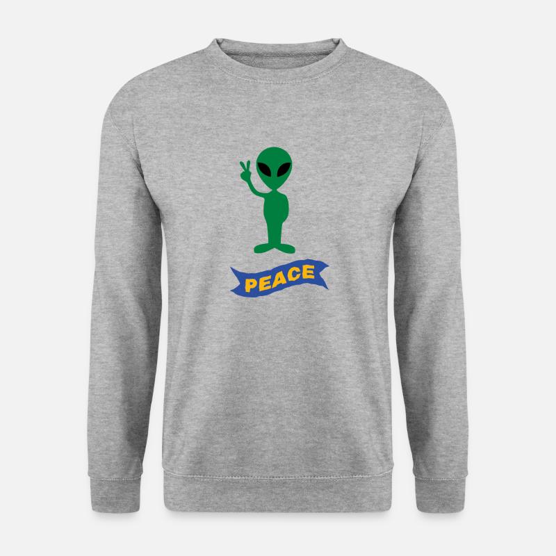 Alien Peace - Unisex Pullover - Weißgrau meliert