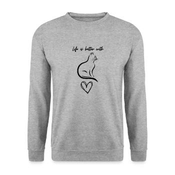 T shirt personnalisé pour les amoureux de chats - Sweat-shirt Unisexe - gris chiné - Devant - Alina (178cm) & Michal (187cm)