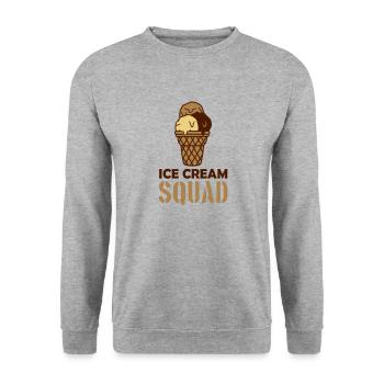 Ice Cream Squad Zitat - Unisex Pullover - Weißgrau meliert - Vorne - Alina (178cm) & Michal (187cm)