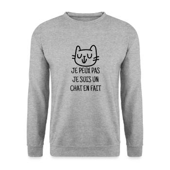 je peux pas je suis un chat en fait - Sweat-shirt Unisexe - gris chiné - Devant - Alina (178cm) & Michal (187cm)