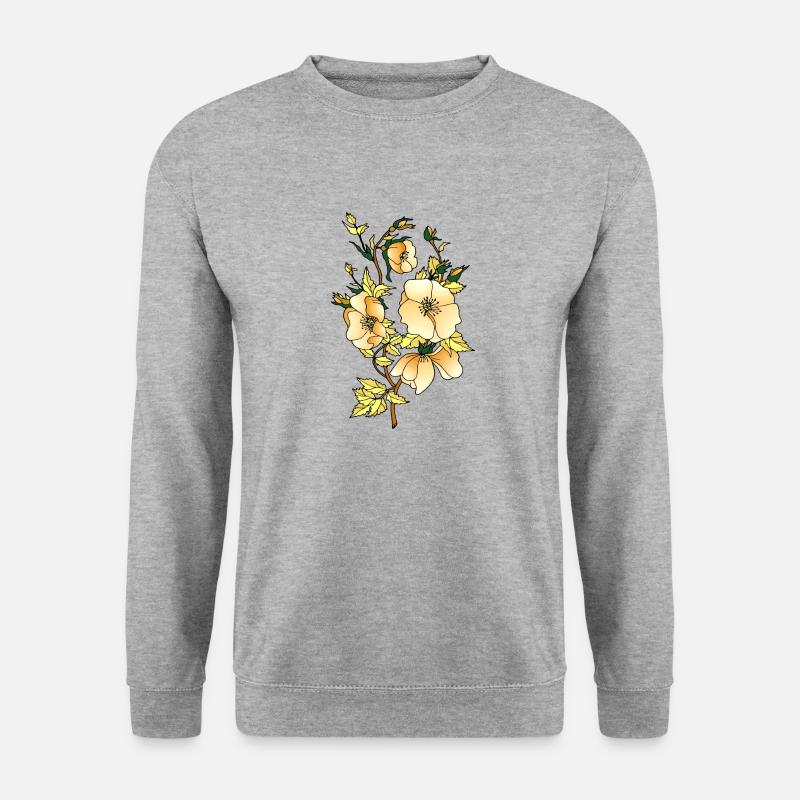 Blumen - Unisex Pullover - Weißgrau meliert