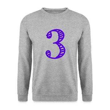 3 YEARS. 3RD ANNIVERSARY. BIRTHDAY 3 YEARS. THREE - Unisex Sweatshirt - salt & pepper - Front - Alina (178cm) & Michal (187cm)