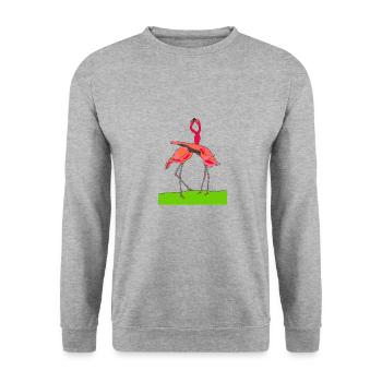 flamingos - Unisex Pullover - Weißgrau meliert - Vorne - Alina (178cm) & Michal (187cm)