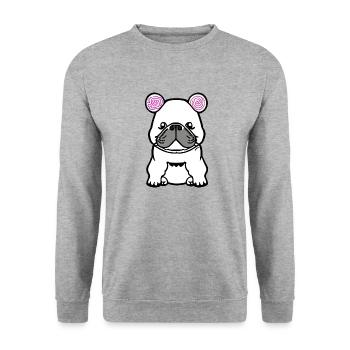 Bulldog Français Chien anglais kawaii 9 - Sweat-shirt Unisexe - gris chiné - Devant - Alina (178cm) & Michal (187cm)