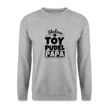 Toy-Pudel lustig Herrchen Hund - Unisex Pullover - Weißgrau meliert - Vorne - Alina (178cm) & Michal (187cm)