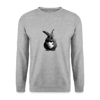 Hase Süß Herz Valentinstag - Unisex Pullover - Weißgrau meliert - Vorne - Alina (178cm) & Michal (187cm)