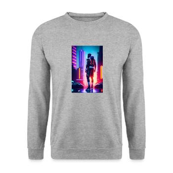 AI-Art - Unisex Pullover - Weißgrau meliert - Vorne - Alina (178cm) & Michal (187cm)