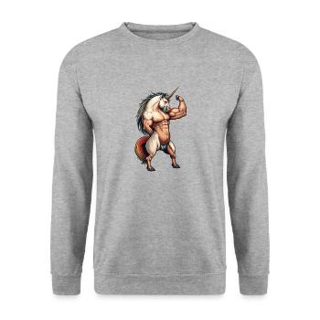 Gym Unicorn - Muscle Fitness Workout Fun - Sweat-shirt Unisexe - gris chiné - Devant - Alina (178cm) & Michal (187cm)