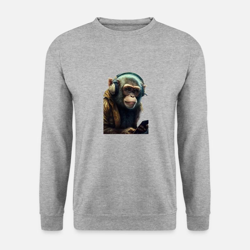 Affe - Unisex Pullover - Weißgrau meliert