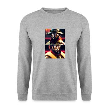 Samouraï futuriste - Sweat-shirt Unisexe - gris chiné - Devant - Alina (178cm) & Michal (187cm)