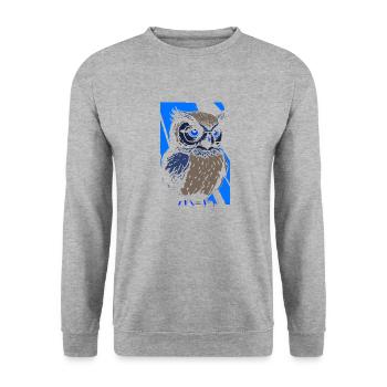 Nacht Wald Tier Eule Artsy Bird Wildlife - Unisex Pullover - Weißgrau meliert - Vorne - Alina (178cm) & Michal (187cm)