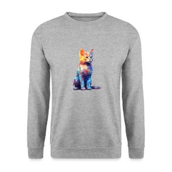 Sweet Cat Graphic Shirts - Unisex Sweatshirt - salt & pepper - Front - Alina (178cm) & Michal (187cm)