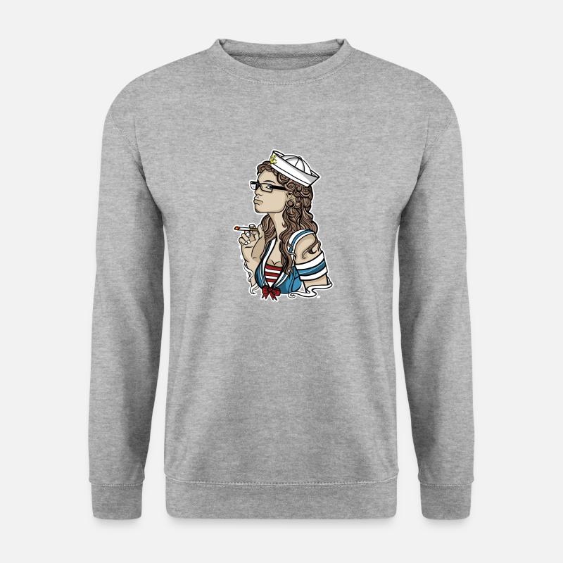 Matrosin // Oldschool // Illustration - Unisex Pullover - Weißgrau meliert
