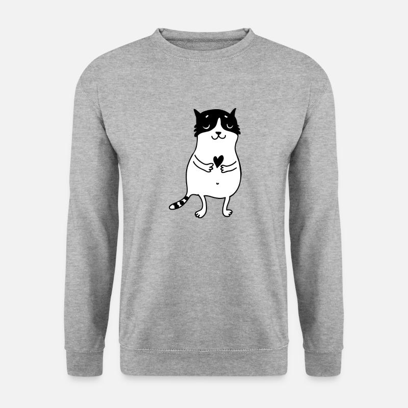 Katze - Unisex Pullover - Weißgrau meliert