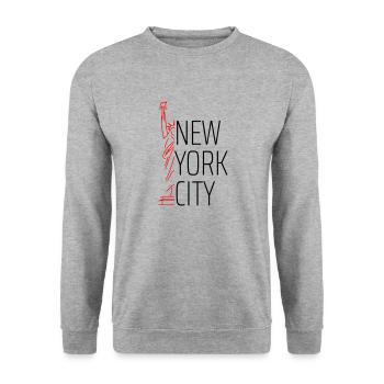 statue of liberty new york city Freiheitsstatue - Unisex Pullover - Weißgrau meliert - Vorne - Alina (178cm) & Michal (187cm)